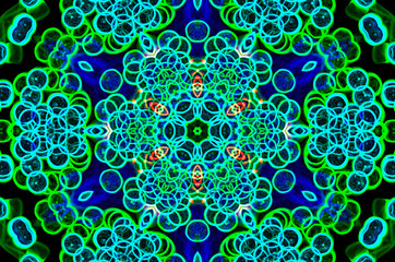 Dreamy style virtual kaleidoscope mandala for graphic resources, texture or background.
