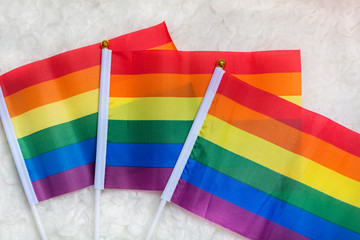 Three gay pride flags isolated on white background.