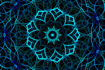 Dreamy style virtual kaleidoscope mandala for graphic resources, texture or background.