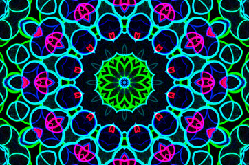 Dreamy style virtual kaleidoscope mandala for graphic resources, texture or background.