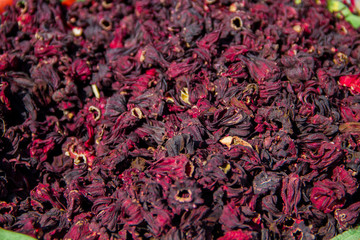 Hibiscus tea in an oriental Egyptian bazaar looks like a backdrop