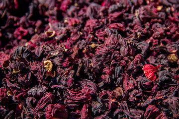 Hibiscus tea in an oriental Egyptian bazaar looks like a backdrop