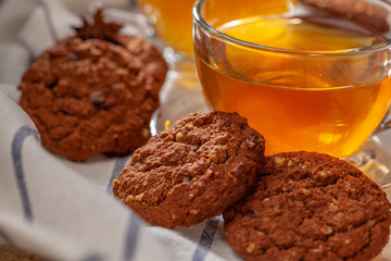Homemade oat cookies for snack close up
