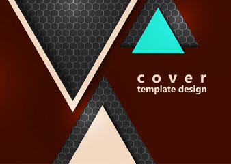 Bright corporate banner design with the texture of hexagons, triangles. Abstract technology background.