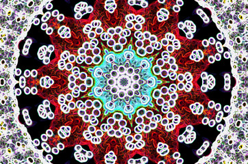 Dreamy style virtual kaleidoscope mandala for graphic resources, texture or background.