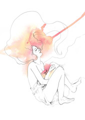 Woman sleeps in bed isolated