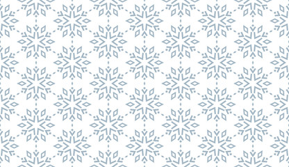 Abstract geometric pattern with lines, snowflakes. A seamless vector background. White and blue texture. Graphic modern pattern