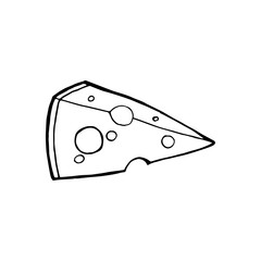 Vector illustration of hand drawn cheese. isolated on white background.