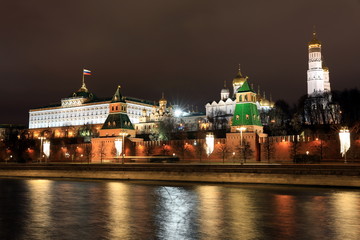 Moscow Kremlin Palace with Churches, and  wall Towers , Russia