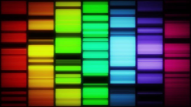 Graphic Equalizer With Glow Bars Background Vj Loop/ 4k animation of an abstract background with glowing noise graphic equalizer for vj loops