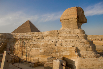 Fototapeta na wymiar egyptian sphinx in giza against the sky