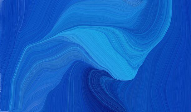 modern soft swirl waves background design with strong blue, dodger blue and midnight blue color © Eigens