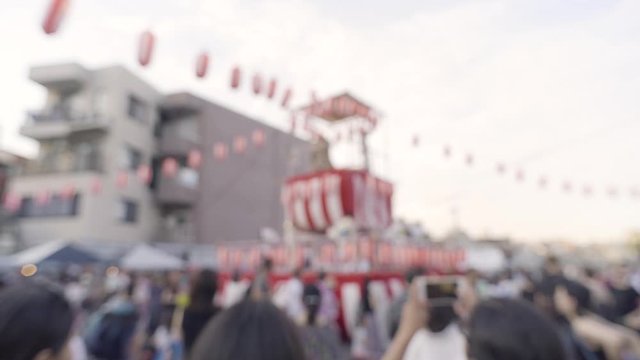 Blur Motion People Enjoy Summer Traditional Dancing Festival in Tokyo, Japan 