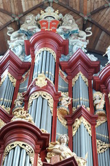 Haarlem, the Netherlands - october 6th 2018: pipe organ at Sint-Bavokerk