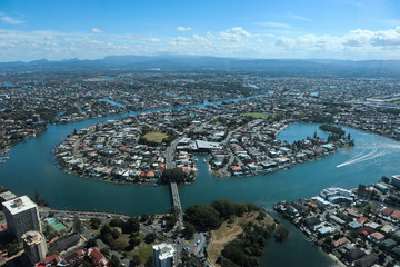 Fototapeta premium Cityscape viewed from above of the city of Gold Coast