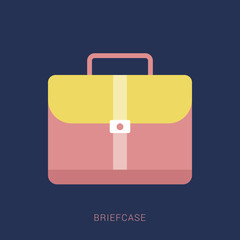 Briefcase business vector illustration in flat style. Minimal flat icon
