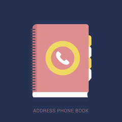 Phone Book icon in flat design style, vector illustration. Minimal flat icon