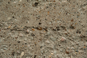 Abstract background. Old rough texture, gray concrete wall with cracks and small stones.
