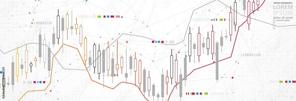 Wall mural financial trade concept. stock market and exchange. candle stick graph chart.