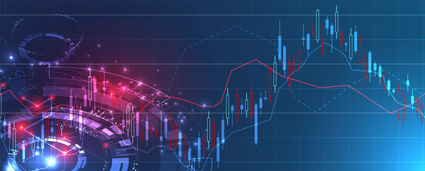 Financial trade concept. Stock market and exchange. Candle stick graph chart.
