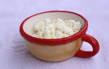 Curd - milk product in clay cup