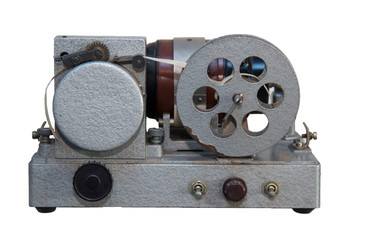 vintage teletype machine isolated on white background