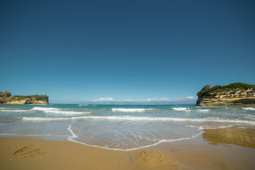 Sunset landscape on the beach at the sea