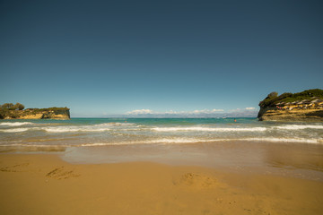 Sunset landscape on the beach at the sea