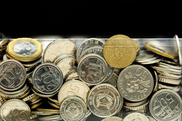 scattered coins of singapore background close up view