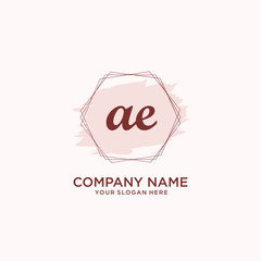 Initial AE handwriting Logo, and Brush and hexagon lines template