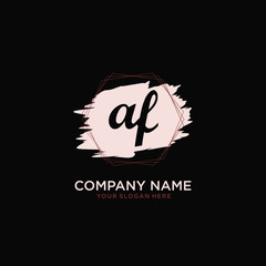 Initial AF handwriting Logo, and Brush and hexagon lines template