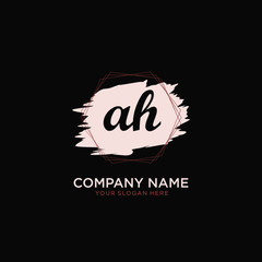 Initial AH handwriting Logo, and Brush and hexagon lines template
