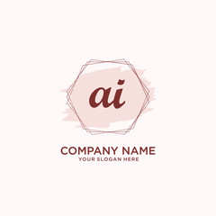 Initial AI handwriting Logo, and Brush and hexagon lines template