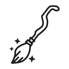Witch Broom Icon Vector Simple Design