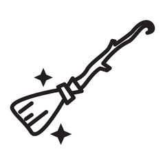 Witch Broom Icon Vector Simple Design