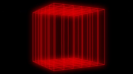 Red lighting box or red cage rotate around seamlessly and looping. Can be use for technology futuristic content.