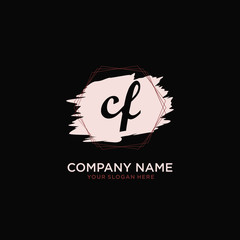 Initial CF handwriting Logo, and Brush and hexagon lines template
