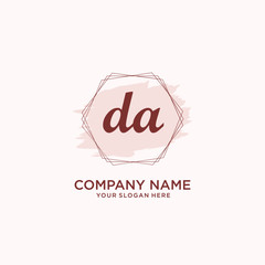 Initial DA handwriting Logo, and Brush and hexagon lines template