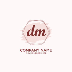 Initial DM handwriting Logo, and Brush and hexagon lines template