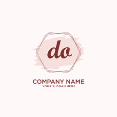 Initial DO handwriting Logo, and Brush and hexagon lines template