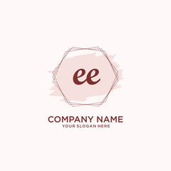 Initial EE handwriting Logo, and Brush and hexagon lines template