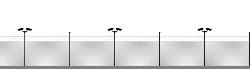 Boundary barbed wires silhouette