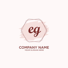 Initial EG handwriting Logo, and Brush and hexagon lines template