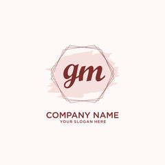Initial GM handwriting Logo, and Brush and hexagon lines template