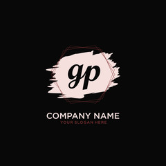 Initial GP handwriting Logo, and Brush and hexagon lines template