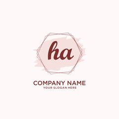 Initial HA handwriting Logo, and Brush and hexagon lines template