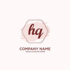 Initial HQ handwriting Logo, and Brush and hexagon lines template