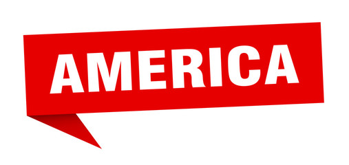 America sticker. Red America signpost pointer sign