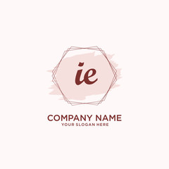 Initial IE handwriting Logo, and Brush and hexagon lines template