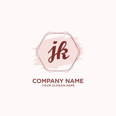 Initial JK handwriting Logo, and Brush and hexagon lines template